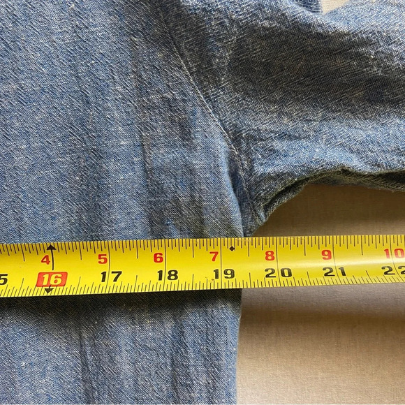 Soft Joie Amiri Cotton Linen Chambray Drop Waist button Shirt Dress Size L - Picture 10 of 11